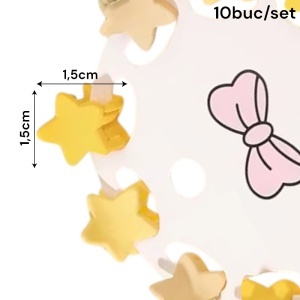 Clesti de par, set 10 bucati, model minimalist, prindere puternica, stelute magice, tematica happy star, galben - Img 3
