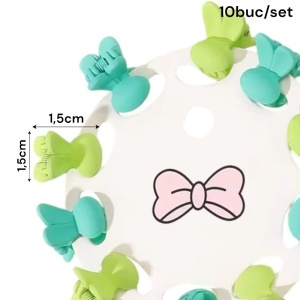 Clesti de par, set 10 bucati, model minimalist, prindere puternica, iepurasi poznasi, tematica happy moment, verde - Img 3