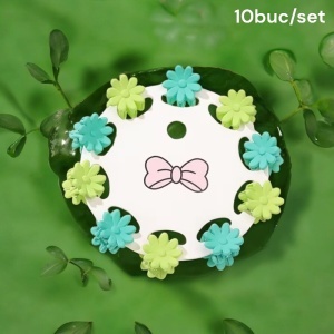 Clesti de par, set 10 bucati, model minimalist, prindere puternica, floricele delicate, M2, tematica happy life, verde - Img 2