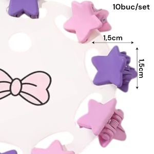 Clesti de par, set 10 bucati, model minimalist, prindere puternica, stelute magice, tematica happy star, mov - Img 3