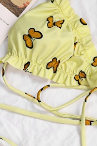 Costum de baie dama, 2 piese, model sexy summer fantezie cu fluturasi galben - Img 4
