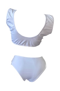 Costum de baie dama, alb, 2 piese, slip tanga si sutien tip bustiera RO - Img 3