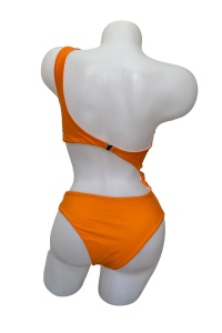Costum de baie dama, o piesa, portocaliu, slip tanga si sutien cu prindere pe un umar® - Img 2