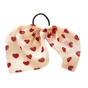 Elastic de par, accesorizat cu funda model romantic love, imprimeu cu inimioare rosu inchis