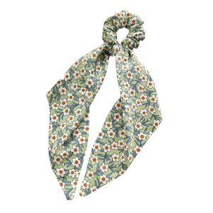 Elastic de par, accesorizat cu funda ponytail, model fantezie cu flori, imprimeu floral, verde