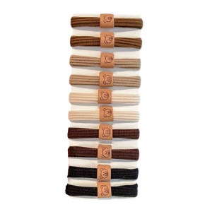 Elastic de par, set 10 bucati, model cu ursuleti, versatil si soft, tematica I love bears, maro mixt