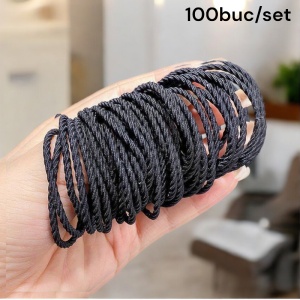 Elastic de par, set 100 bucati, model minimalist creativ, tematica lovely hairstyle, negru - Img 2