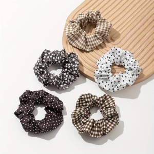 Elastic de par, set 5 bucati, model versatil, combinatii cute, imprimeu haios, tematica fashion lady, coffee - Img 4