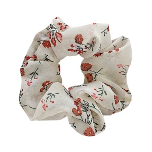 Elastic pentru par, crem cu imprimeu floral