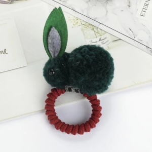 Elastic pentru par, model iepuras handmade, verde - Img 2
