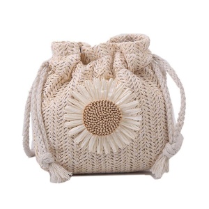 Geanta dama, tip saculet, model floral, crossbody, crem deschis