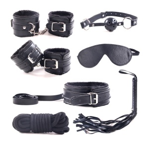 Jucarii erotice, set 7 piese accesorii incitante, delicate si sigure, tematica time for sins, model fun starts now, reglabile, negru