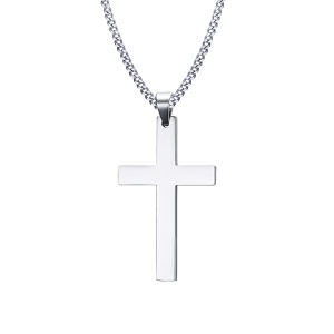 Lant cu cruce, argintiu, unisex