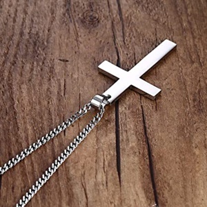 Lant cu cruce, argintiu, unisex - Img 4