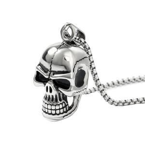 Lant cu pandantiv cap terminator, unisex, argintiu,
