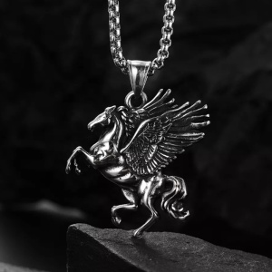 Lant cu pandantiv pegasus, unisex, argintiu, - Img 2