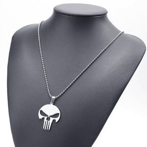Lant cu pandantiv Punisher, model vigilante, tematica perfect story, unisex, argintiu, - Img 4