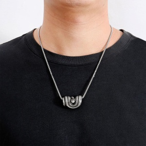 Lant cu pandantiv sarpe, model boa, M4, unisex, argintiu cromat, - Img 2