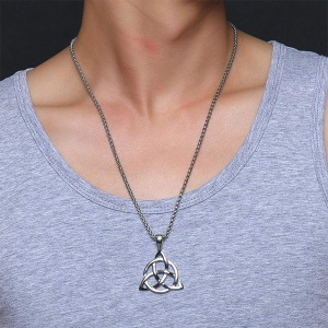 Lant cu pandantiv semn celtic trinity, unisex, argintiu, - Img 4