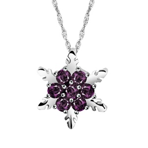 Lant dama cu pandantiv, model delicat cu fulg de zapada, elegant, tematica fashion winter, mov