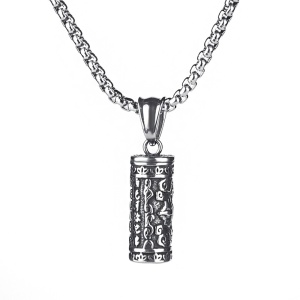 Lant traditional asiatic, cu pandantiv asian mantra, unisex, argintiu,
