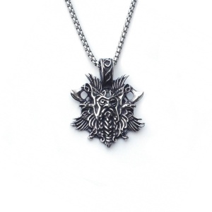 Lant unisex, pandantiv viking, model Valhalla, tematica Odin the God of war, argintiu,