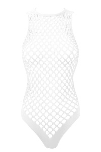 Lenjerie sexy body erotic, prindere dupa gat, alb, plasa - Img 3
