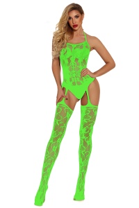 Lenjerie sexy corset cu strampi, verde