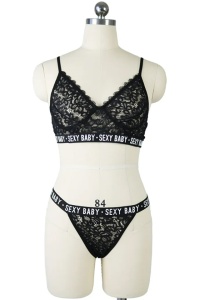 Lenjerie sexy, set 2 piese, sutien si chilot brazilian, model sexy baby, dantela, negru - Img 4