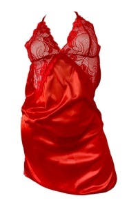 Lenjerie sexy tip neglijeu din satin rosu