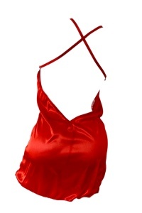 Lenjerie sexy tip neglijeu din satin rosu - Img 2