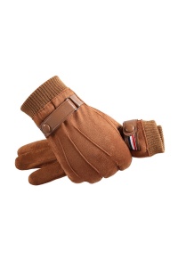 Manusi barbati, model calduros cu manseta dubla, captuseala calduroasa, tematica men winter essentials, marime universala, maro