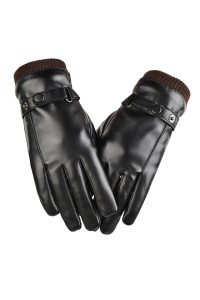 Manusi barbati, model elegant, prindere cu capse reglabila, tematica men style, marime universala, negre - Img 2