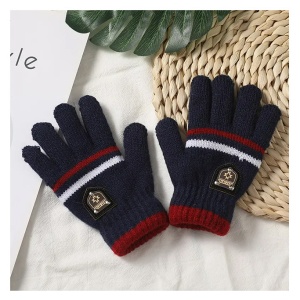 Manusi copii, model chic cu manseta elastica, tematica classy winter, marime 8 – 10 ani, albastru navy - Img 2