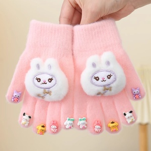 Manusi copii, model deosebit cu manseta elastica, accesorizate cu figurine super haioase, tematica feeling special, fetite, marime 6 – 12 ani, roz - Img 3