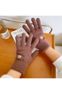 Manusi dama, model clasic calduros, accesorizate cu ursulet, tematica feeling warm, marime universala, maro - Img 4