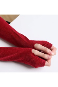 Manusi dama, model lung cu degete descoperite, tematica stay warm, marime universala, rosu inchis - Img 2