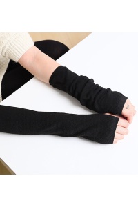 Manusi dama, model lung cu degete descoperite, tematica stay warm, marime universala, negre - Img 4