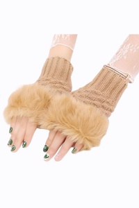 Manusi dama, model pentru incheietura, blanita la baza, marime universala, crem