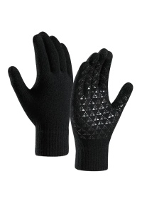 Manusi, model cu degete touch screen, tematica easy winter tech gloves, non – slip pe toata palma, unisex, marime universala, negre