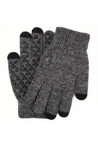 Manusi, model cu degete touch screen, tematica easy winter tech gloves, non – slip pe toata palma, unisex, marime universala, gri - Img 2