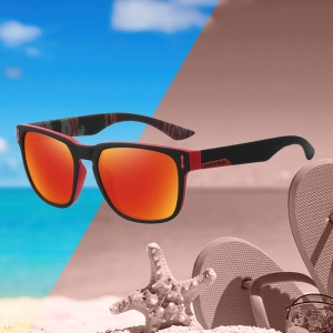 Ochelari de soare pentru barbati, model casual, tematica sport summer, marime universala, portocalii - Img 2