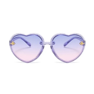 Ochelari de soare pentru copii, design in forma de inima, model pentru fetite albinuta fashion, marime universala, mov - Img 2