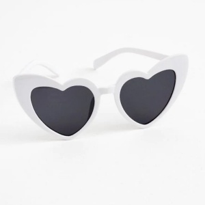 Ochelari de soare pentru copii, model pentru fetite inimioara cute, marime universala, albi - Img 2