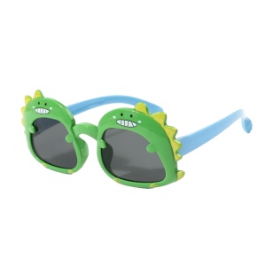 Ochelari de soare pentru copii, unisex, model cu dinozaur prietenos, tematica dino world, marime universala, verzi