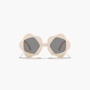 Ochelari de soare pentru copii, unisex, model cu rama cool, tematica perfect summer, marime universala, bej - Img 2