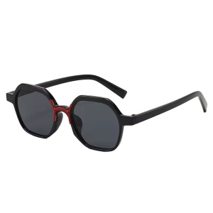Ochelari de soare pentru copii, unisex, model cu rama fashion, cu detaliu de contrast, tematica cool summer, marime universala, negri