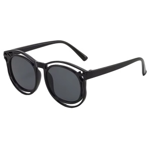 Ochelari de soare pentru copii, unisex, model cu rama fashion, tematica cozy summer, marime universala, negri