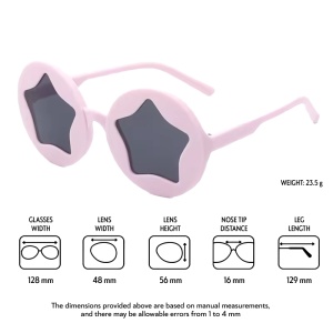 Ochelari de soare pentru copii, unisex, model cu stea, tematica new star in town, marime universala, mov - Img 3