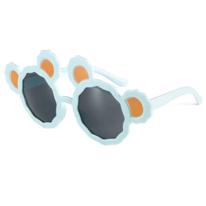 Ochelari de soare pentru copii, unisex, model cu urechi de ursulet, tematica fashion teddy, marime universala, albastri